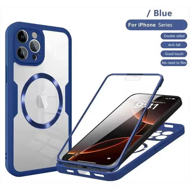 Magnetic For Magsafe 360 Full Body Front+Back Clear Case For iPhone 17 16 15 14 13 Pro Max Plus Silicone Bumper Shockproof Cover