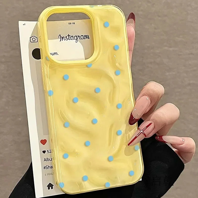 Simple Solid Color Polka Dot Phone Case For iPhone 17 16 15 14 13 12 11 Pro Max Plus 17Air Shockproof Anti-fall Protective Cover