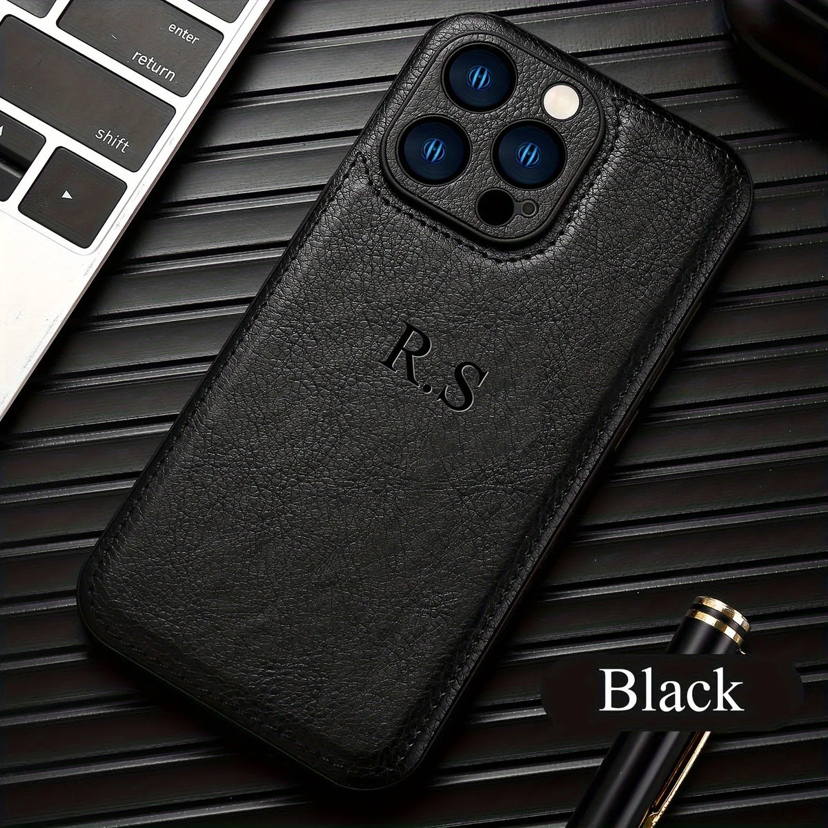 Personalized Custom Name Phone Case For iPhone 15 14 13 12 11 Pro Max 15 14 Plus Luxury Cowhide Leather Protection Back Cover