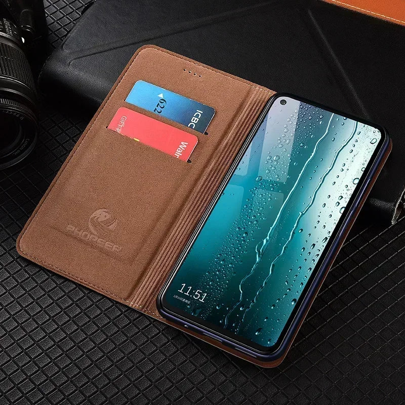 Flip Case For APPLE iPhone 17 17Pro Air Pro Max Genuine Leather Magnetic Cover Luxury Cowhide Grid Pattern Wallet Cases Covers