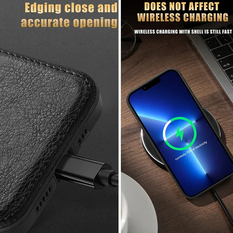 High Quality PU Leather Case for Apple iPhone 17 Pro Max 11 12 13 14 15 16 Plus Logo View Luxury Business Mobile Phone Cover