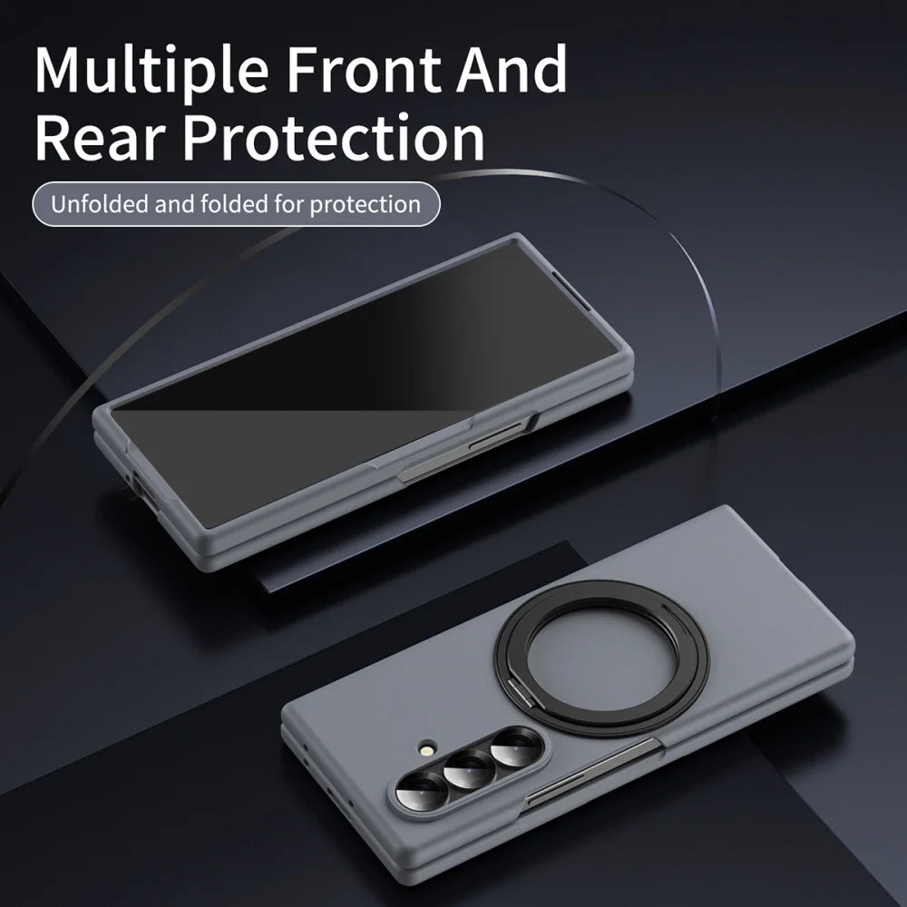 Matte Business Front Film 360° Magnetic Bracket Stand Military Armor Phone Case Samsung Galaxy Z Fold 7 6 5 4 for Magsafe Cover