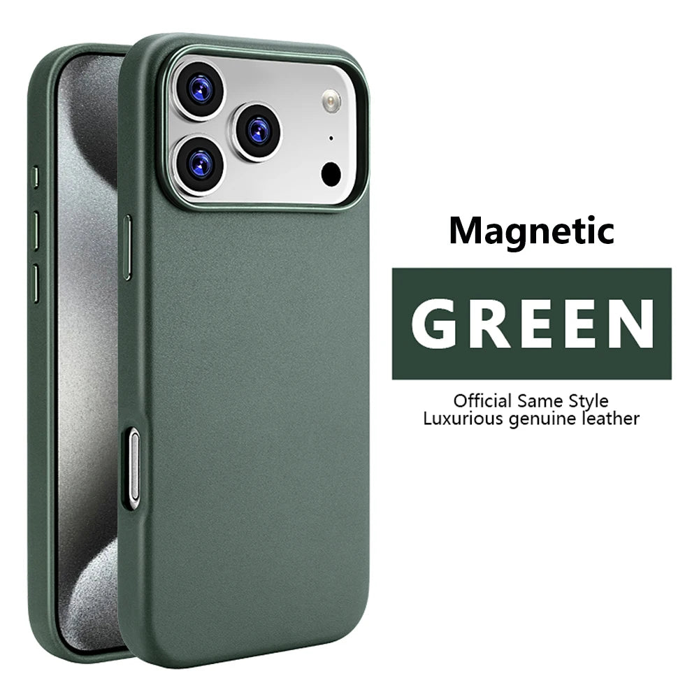 Magnetic PU Leather Phone Case For iPhone 18 17 Pro Max 16 15 14 Plus 13 Air For Magsafe Wireless Charging Shockproof Cover