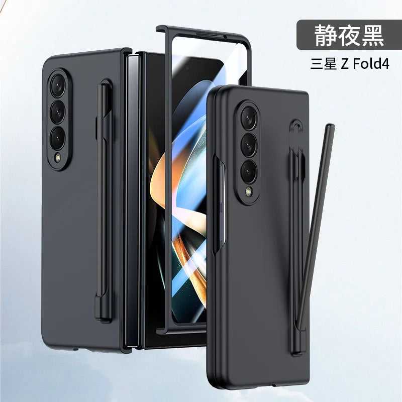 With Pen Slot Skin Feel Phone Case for Samsung Z Fold 8 Ultra 7 6 5 4 3 Hard PC Shockproof Protection Cover for Galaxy Fold8Wide