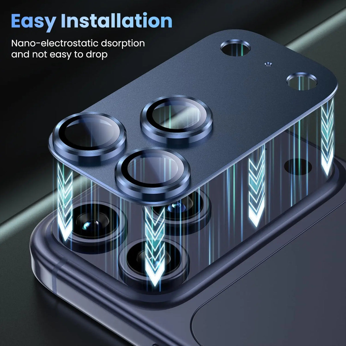 For iPhone 17 Pro Max/17Pro Camera Lens Protector, Metal Frame Glass Cover, Metal 9H Sapphire Glass Rear Camera Screen Cover