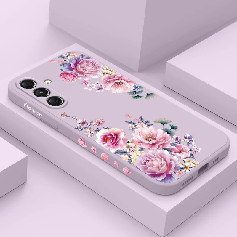 Satin Brocade Phone Case For Samsung Galaxy S25FE S24 S23 S22 S21 S20 Ultra Plus FE Note 20 Ultra 10 Plus Cover