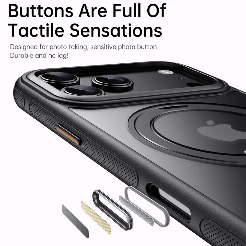 Transparent Magnetic Case for iPhone 17 Air 16 Plus 15 14 13 18 17 Pro Max 16e 360° Rotating Ring Holder Kickstand Cover LMD003