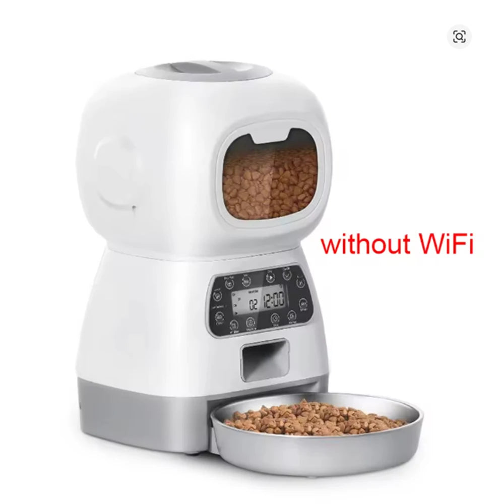 3.5L Automatic Feed Dispenser For Pets For Cats WiFi Smart Swirl Slow Dog Food Dispenser With Dictation Device Large Capacity Ti