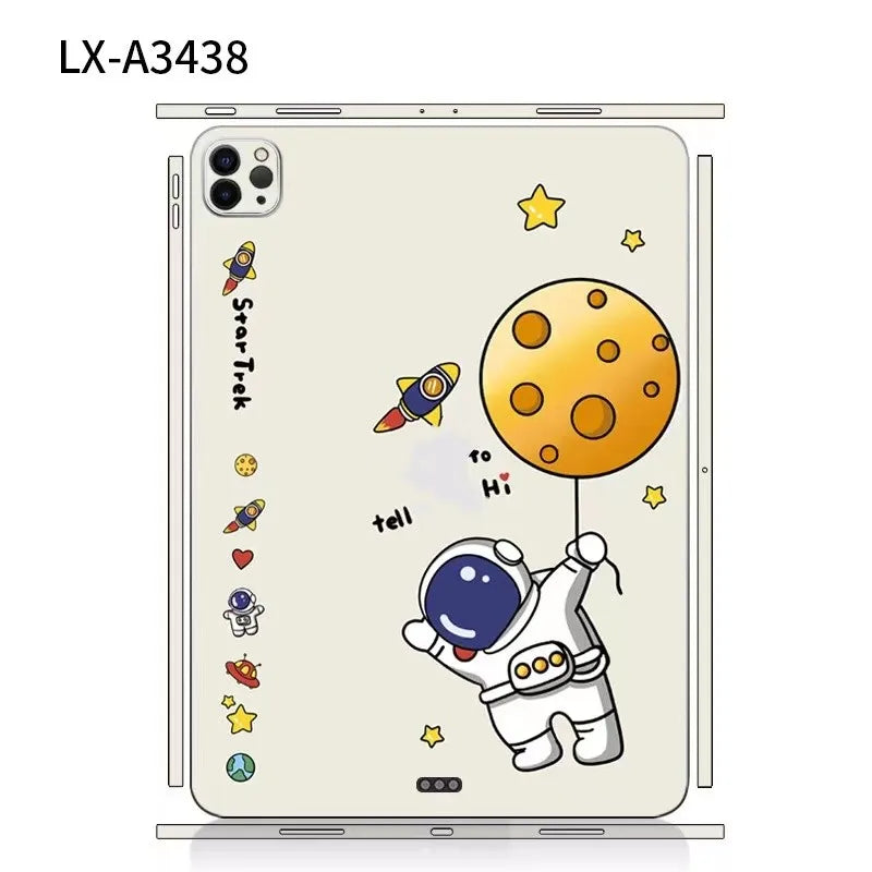 For iPad Pro 2022 2021 12.9 11 Cases Films Back Film Covers Cartoon Decal Skin Protector Sticker for iPad Mini6