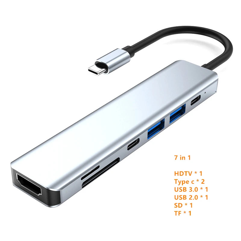 USB C Hub to 4K HDMI-Compatible SD TF USB 3.0 2.0 Type C Charging Dock for MacBook iPad Pro Samsung S21 Dex TV Projector Mouse