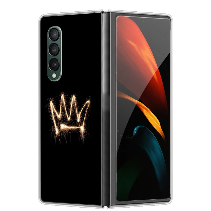 Case For Galaxy Z Fold 7 6 5 3 4 2 Transparent Hard Folding Luxury Painted For Samsung Z Fold 7 Fold Special Fold2 Clear Cover