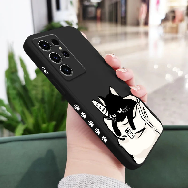 Bread Cat Phone Case For Samsung Galaxy S25 S24 S23 S22 S21 S20 S10 S10E Ultra Plus FE Note 20 Ultra 10 9 Plus Cover