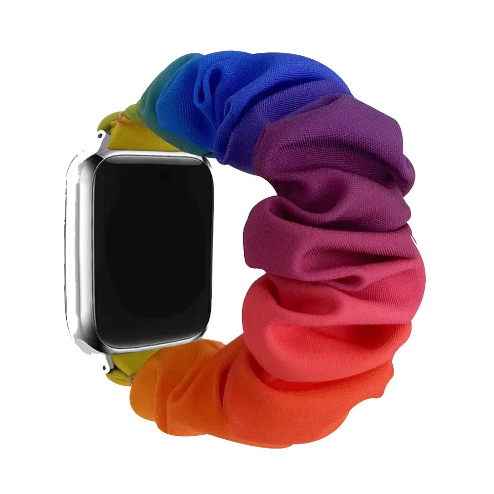 Scrunchie Elastic Watch Band for Apple Watch Band 38mm 40mm 41mm 42mm 44mm 45mm 46mm 49mm Cloth Pattern Printed Fabric Wristband