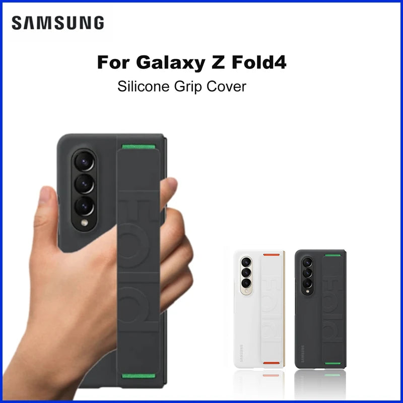 Original Liquid Silicone Case with Wrist Strap for Samsung Galaxy Z Fold4 Anti-Drop Anti-Slip Protective Cover Genuine EF-GF936