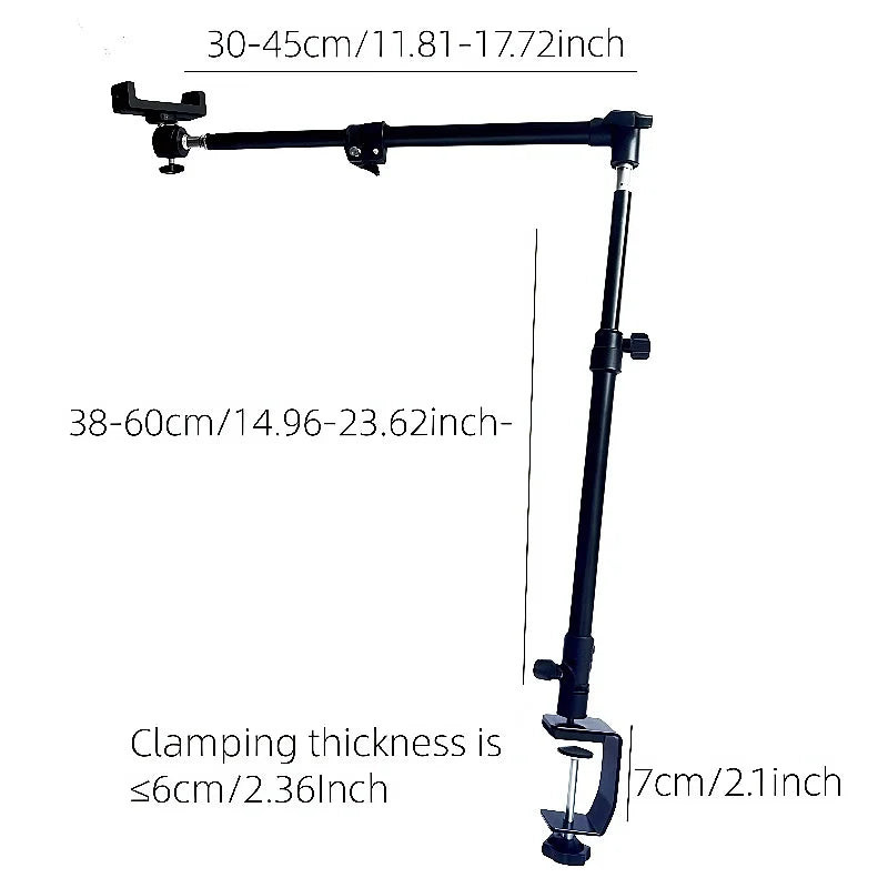 Universal Lazy Phone Stand with Long Arm 360° Rotating Adjustable Installation Bed & Desk Mount for Photography Accessories