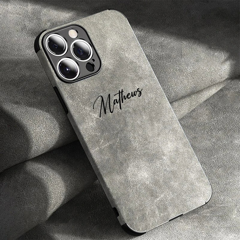 Personalized Luxury Leather Lambskin Case For iPhone 11 12 13 14 15 16 18Pro Max Customized Name DIY Cover