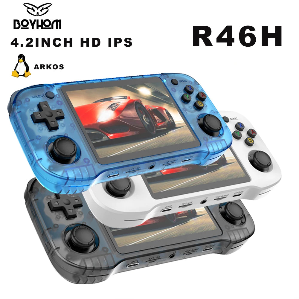 R46H Retro Handheld Game Console Linux System 4.2Inch IPS Portable Pocket Player 128G 29K Games Video Gaming Kids Gifts R36S MAX