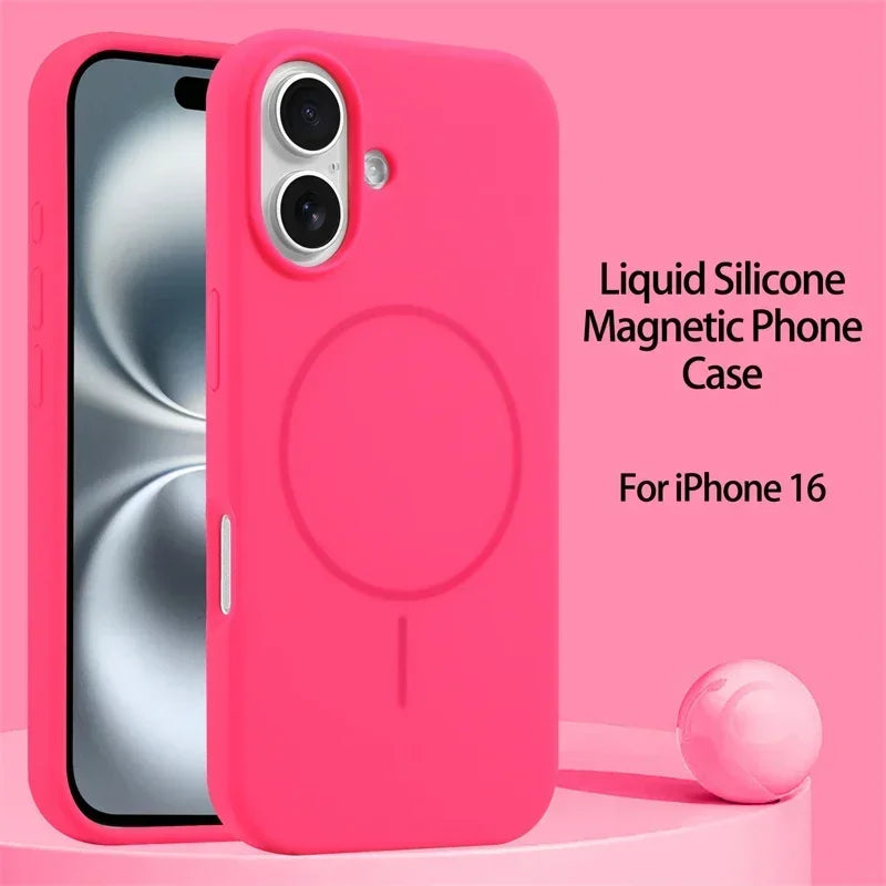 Luxury Original Liquid Silicone For Magsafe Case For iPhone 17 16 15 14 13 12 11 Pro Max Magnetic Wireless Charging Soft Cover
