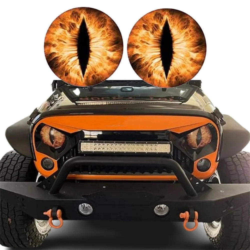 2PCS Beast Eyes Headlight Decals For Wrangler Animal Eye Jeep Car Light Stickers Car Body Styling Decoration Accessories 20*20CM