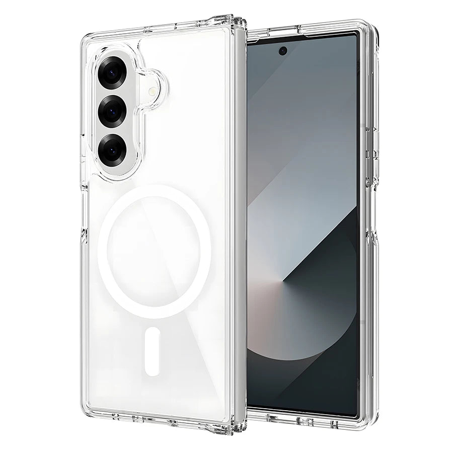 Magnetic Flip Phone Case with Transparent Back - Shockproof Bumper, Anti-Scratch Coating, Reinforced Edges & Durable Material for Samsung Galaxy Z Fold 7, Z Fold 6, Z Fold 5, Z Fold 4, Z Fold 3 | Drop Protection, Modern Prote