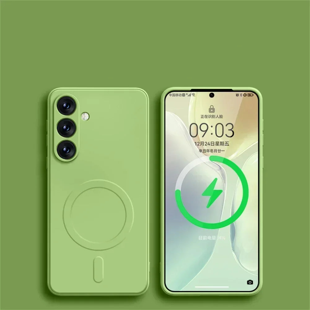 Original Liquid Silicone Magnetic Wireless Charge Case For Samsung Galaxy S26 S25 S24 S23 S22 Ultra For Magsafe Shockproof Cover