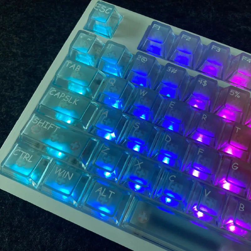 Rainbow Shine Through PC Keycap Set 119 Keys Cherry Profile for RGB MX Switch Mechanical Keyboard