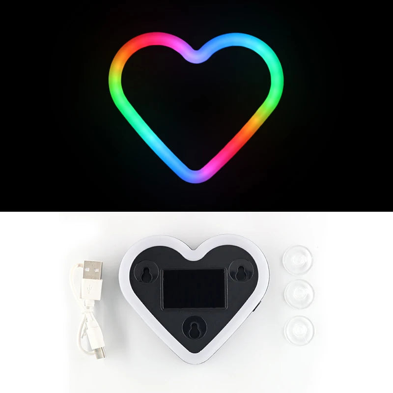 SEAMETAL Universal Car Solar Heart-shaped Light Car Window LED Peach Heart Atmosphere Lamp for Car Exterior Interior Decoration