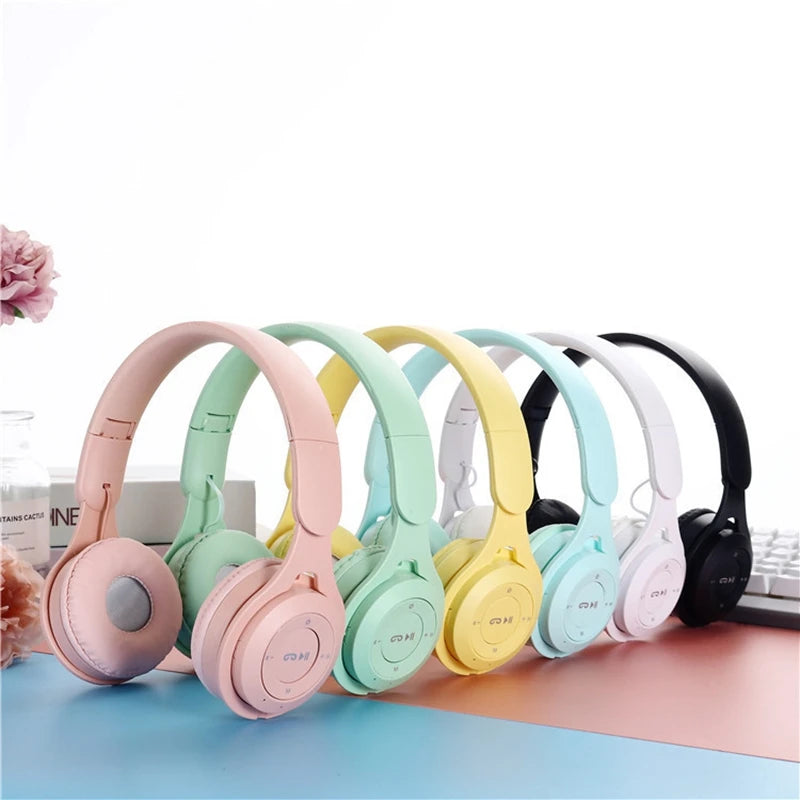 Y08 Wireless Bluetooth Headphone Macaron Headphones Stereo Headband Gaming Headset with Mic Gamer Girl Gift for Mobile Tablet