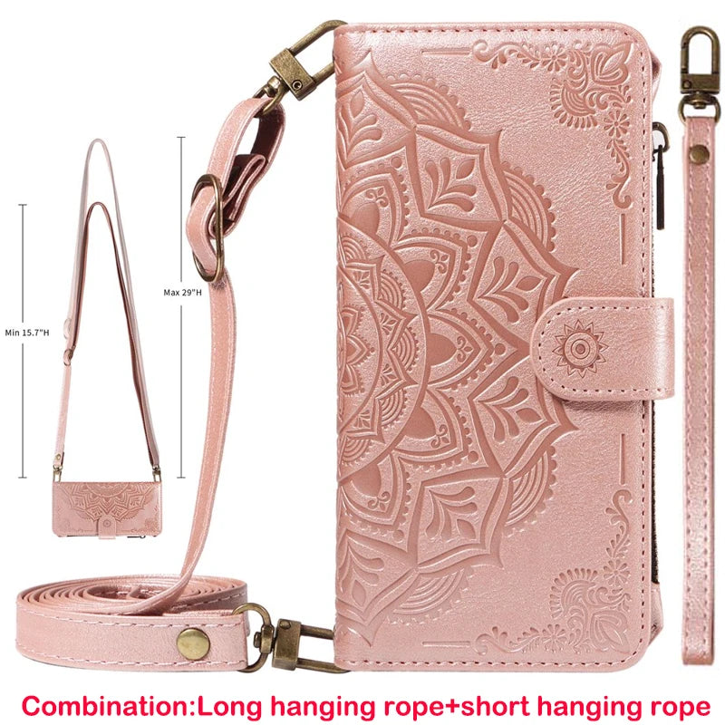 Leather Case For Samsung Galaxy S25 FE S26 Ultra S7 Edge S8 S9 Plus S10 Lite Note 10 8 Flip Wallet Zipper 9 Card Phone Cover