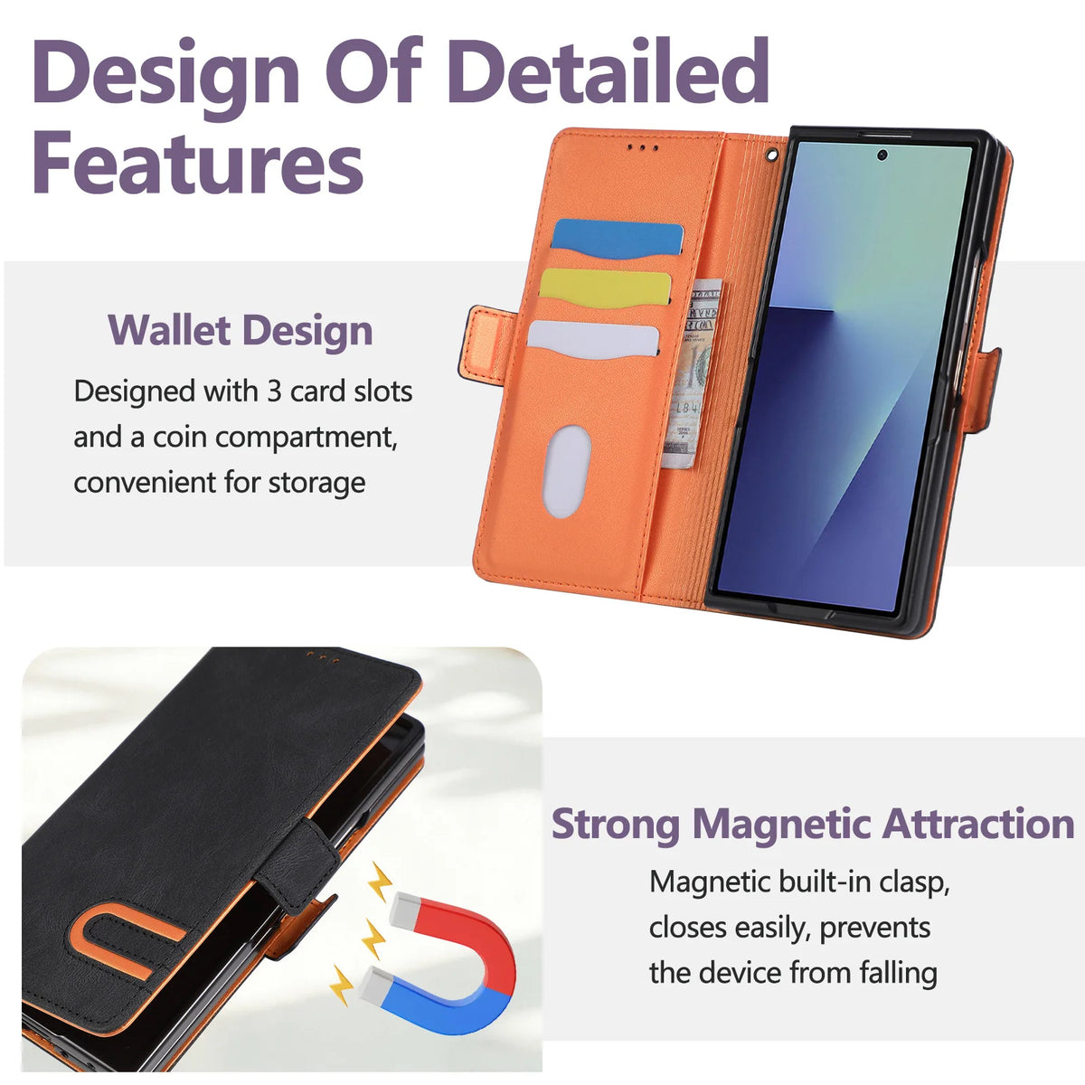 Retro Leather Flip Wallet Case for Samsung Galaxy Z Fold 8 Ultra 7 6 5 4 3 Fold8 Fold7 Fold6 Fold5 Card Holder Stand Phone Cover