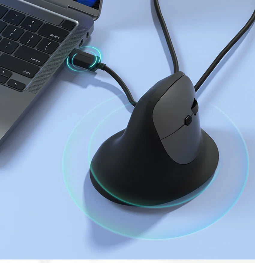 Wired Right Hand Vertical RGB Mouse Ergonomic Gaming Mouse 1600DPI USB Optical Wrist Healthy Mause for PC Computer
