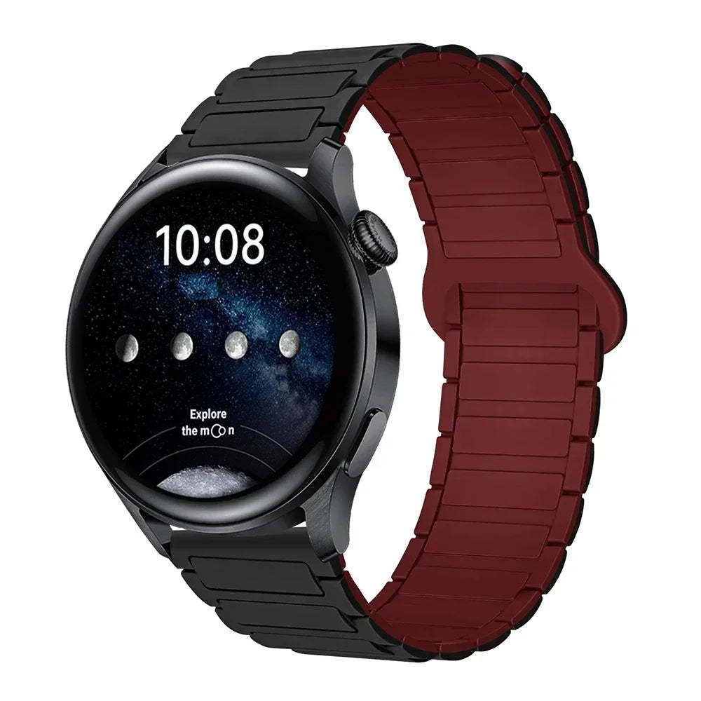 18mm 20mm 22mm Magnetic Loop Band for Samsung Galaxy Watch 7/6/5 Pro/4/Classic Silicone Link Bracelet Huawei GT 2-2e 3-4 Strap
