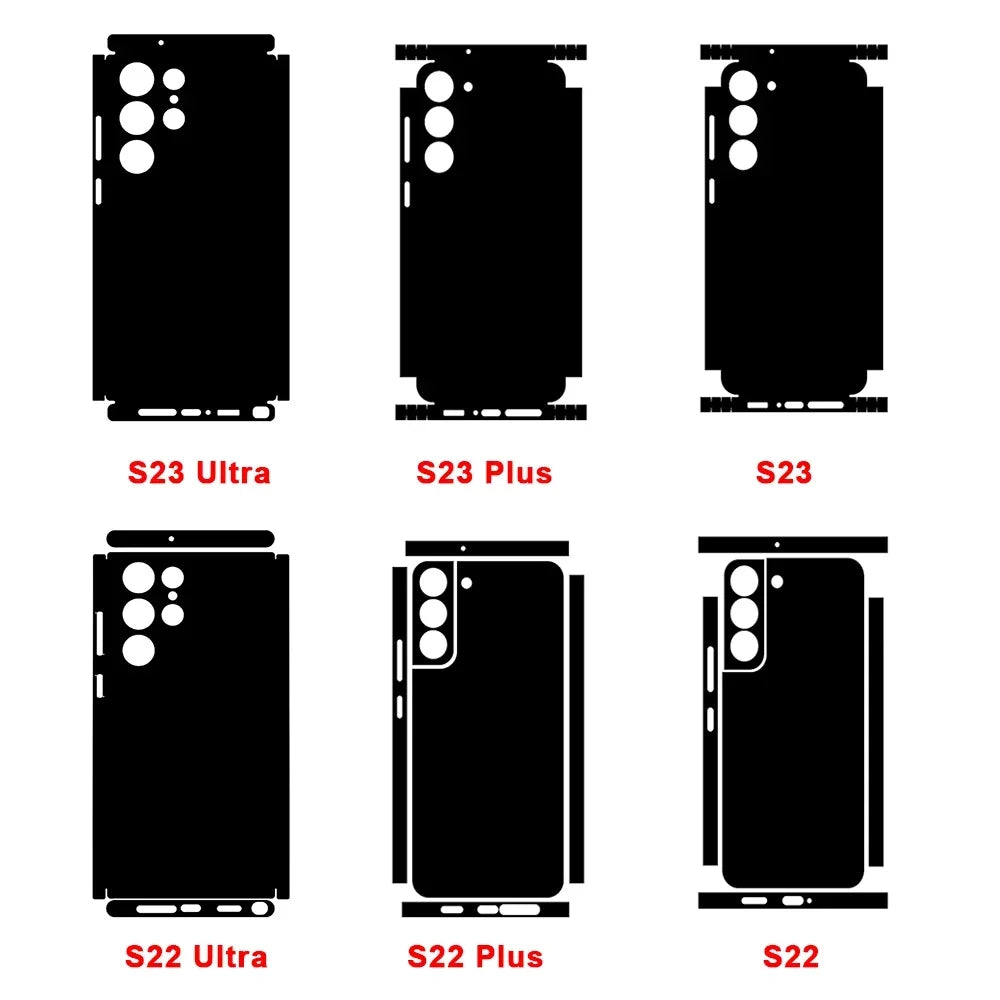 3D Carbon Fiber Skin Grain Full Body Phone Sticker For SAMSUNG GALAXY S25 S24 + S23 Ultra S23 Plus S22 A55 Back +Sides Wrap Film