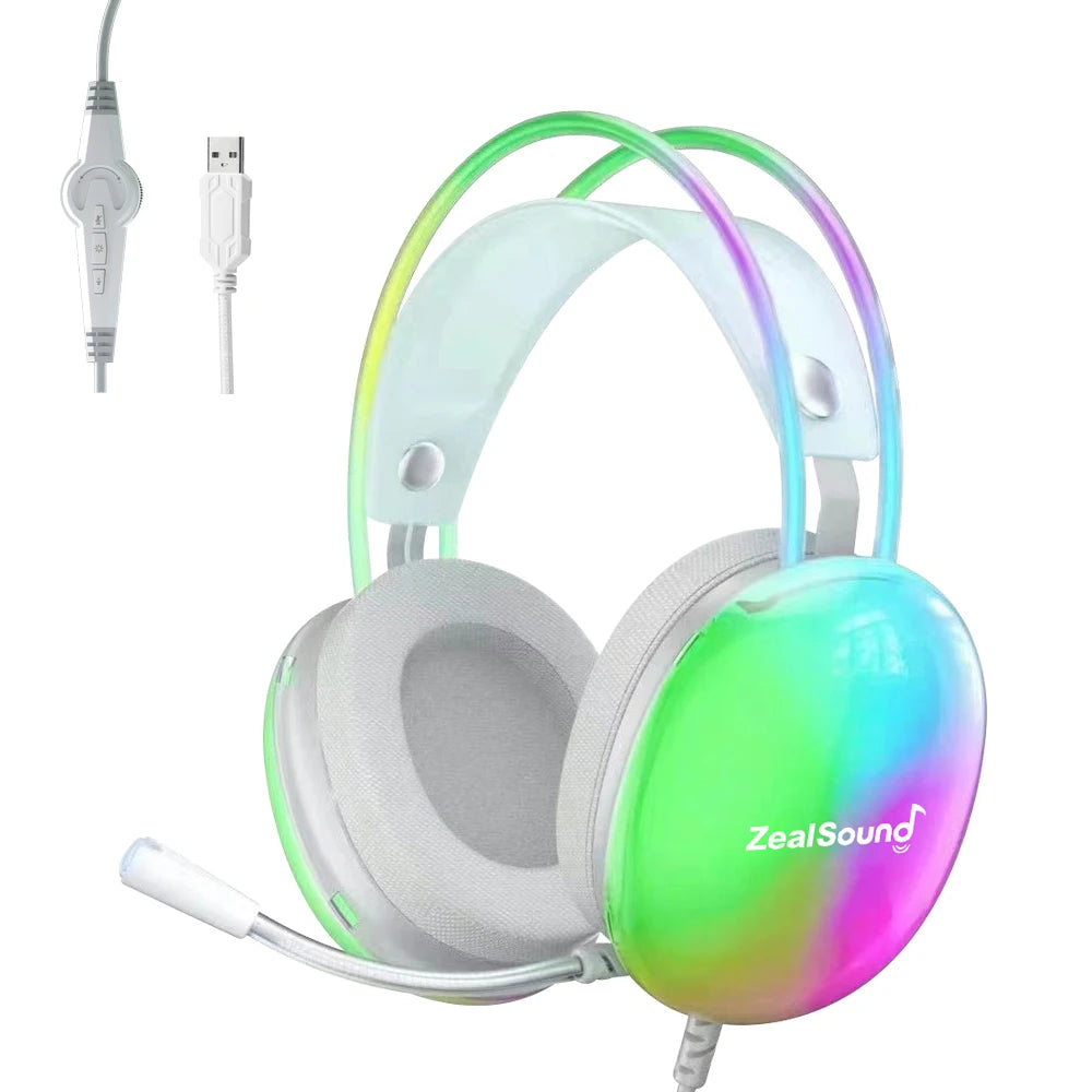 Haomuren RGB USB Gaming Headset For PC Laptop PS4 PS5 Wired Headphones With Mic Bass Surround Over Ear Full Light Earphone S600