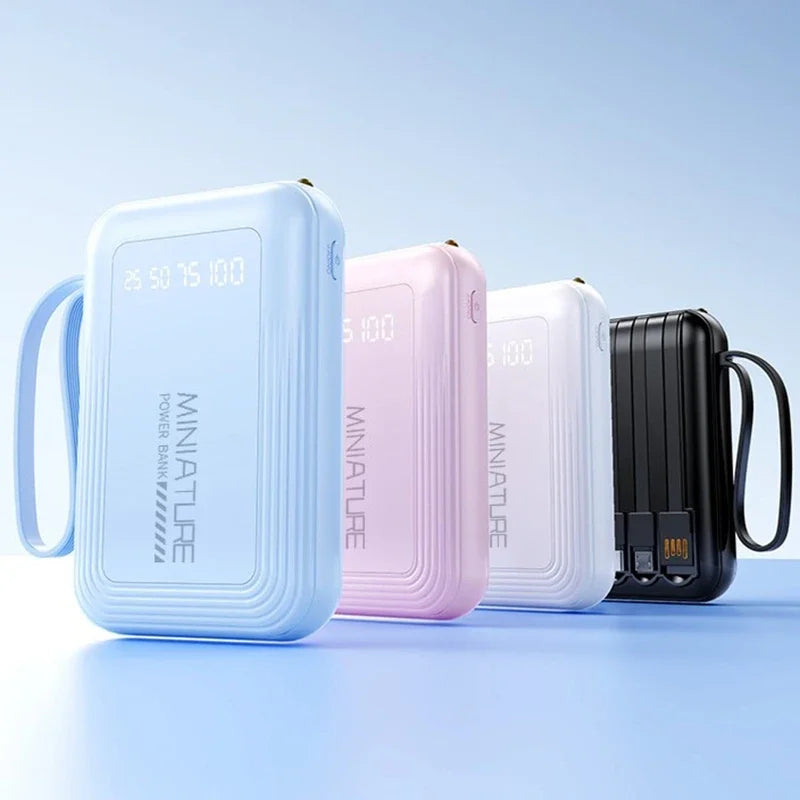Lenovo Mini 500000mah Powerbank Super Fast Charging Led Digital Display 4 In 1 Built In Cables Power Bank For Iphone Samsung