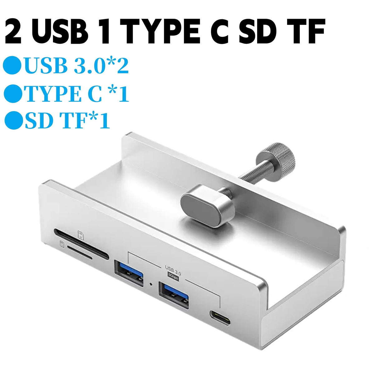 HUB External USB 3.0 Clip-type Splitter Adapter Desktop Laptop Wire Multi Port Dock Station Type C Clip HUB Power TF Card Slot