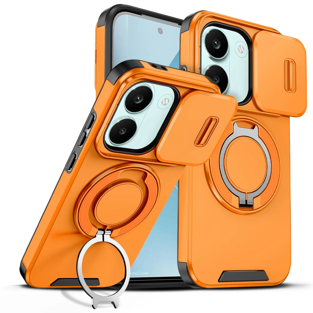 Sliding Camera Lens Protection Armor Phone Case For Xiaomi Poco X8 Pro 5G 360°Rotate Ring Holder Kickstand Shockproof Back Cover