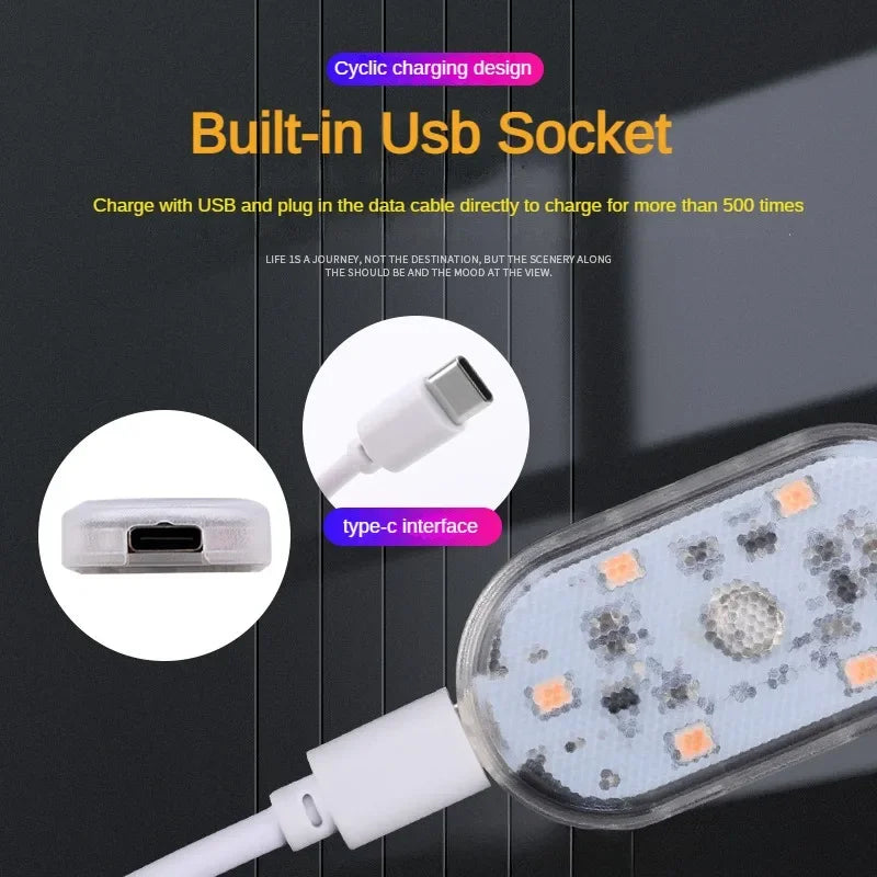 Car Mounted LED Magnetic Touch Lights, Wireless Interior Lights, Door Lights, Roof Mounted Lights Reading Lights USB Charging 5V