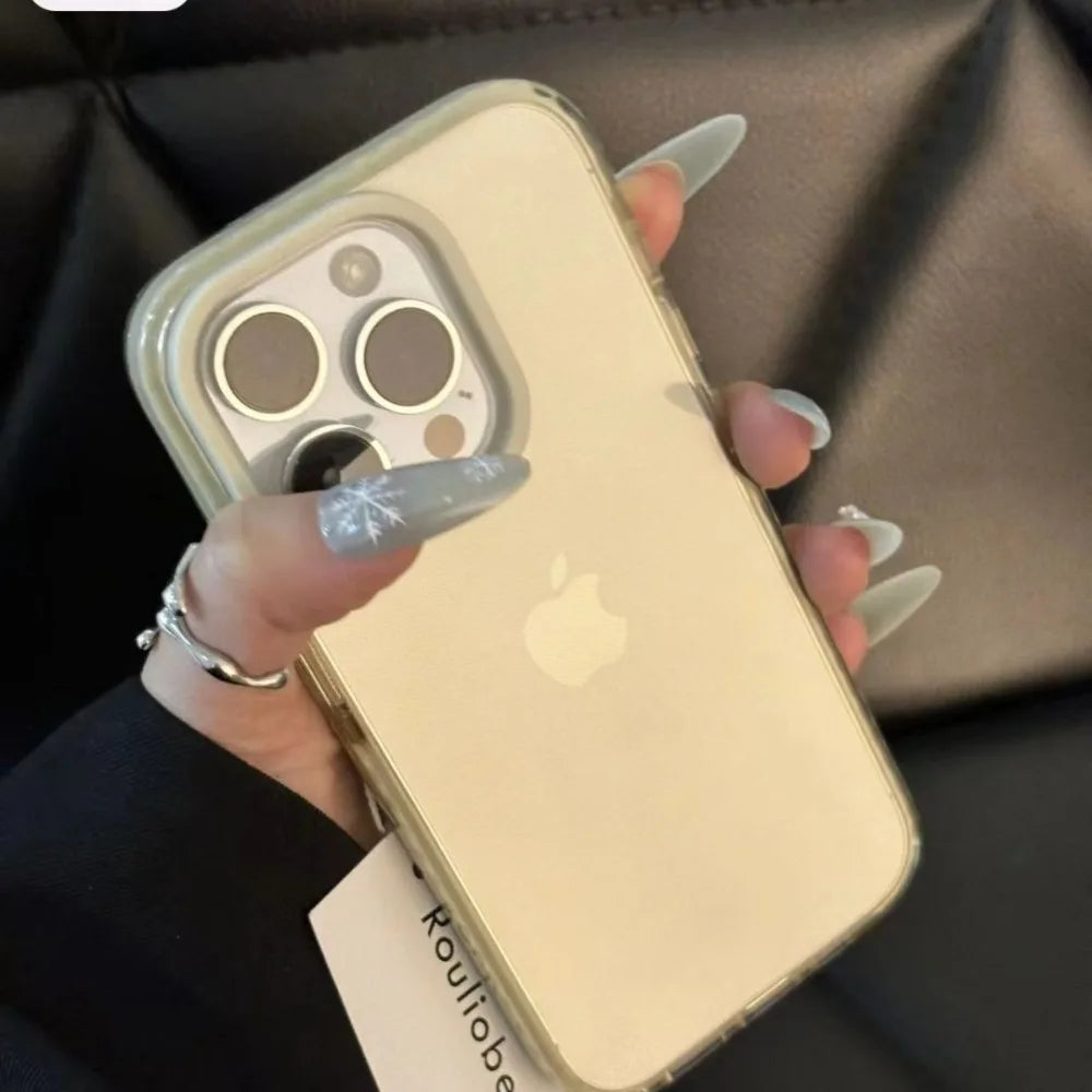 Luxury Transparent Airbag Phone Case For iPhone 18 Pro 17 16 15 14 13 12 11 Pro Max Plus Contrasting Bumper Shockproof TPU Cover