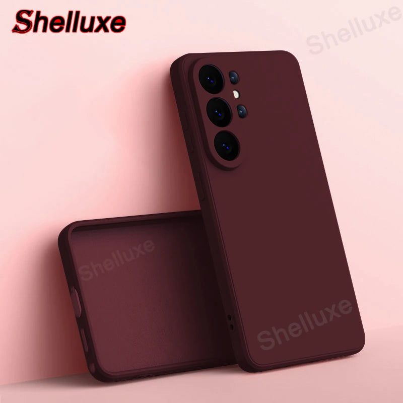 Shelluxe Square Original Liquid Silicone Case For Samsung Galaxy S26 S25 S24 S23 Ultra Plus FE S26+ Silky Feel Soft Phone Cover