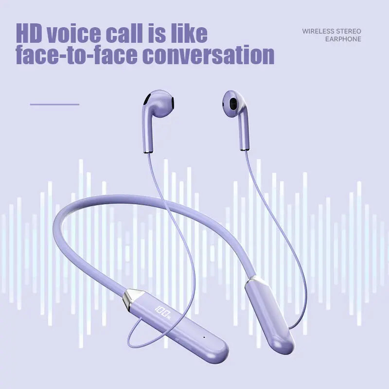 Sport Wireless Headphone Compatible 5.2 Neckband Headphones High Sound Quality Stereo LED Power Display Bluetooth Earphones