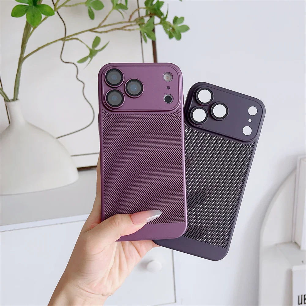 Cooling Phone Case with Full Camera Lens Protection For iPhone 17 Air 16e 16 15 14 Pro Max Plus Shockproof PC Back Cover