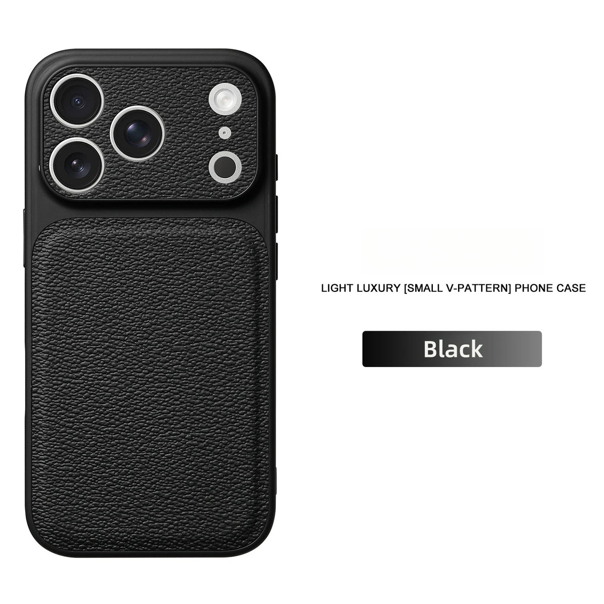Solid Color Lychee Grain Leather Phone Case, Anti-Scratch & Shockproof Protective Cover for iPhone 17 Pro Max 16 15 14 13 Air