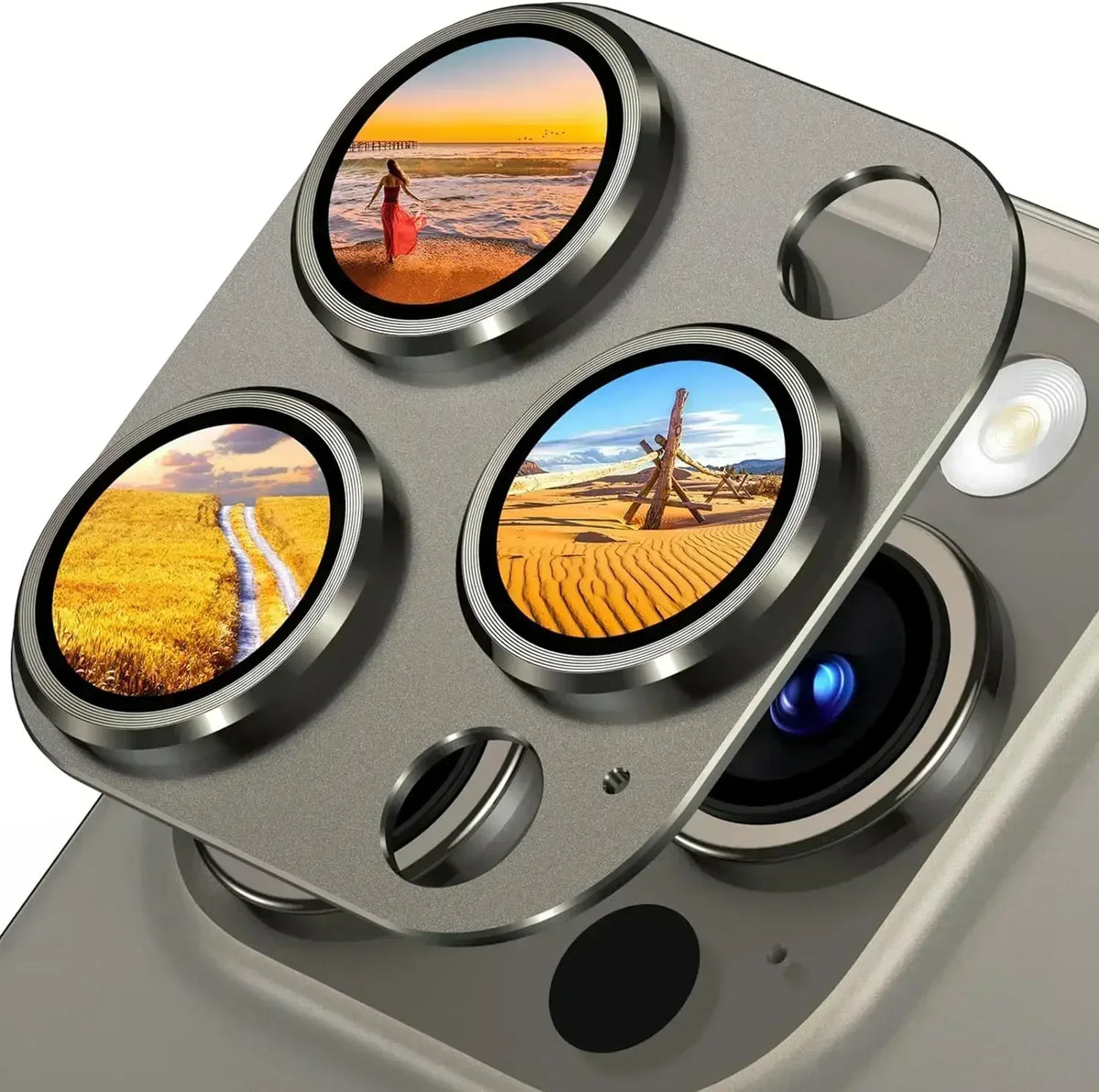 Titanium Black Metal Glass Camera Lens Screen Protector, Protection Cover For IPhone 15 16Pro Max, 14 Plus, 16, 15 Pro, 14Pro