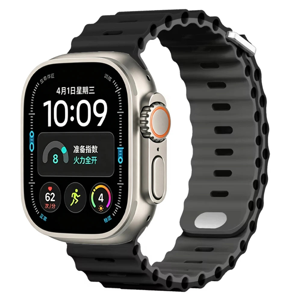 Ocean Silicone strap For Apple Watch Ultra 4 3 2 1 Band 49mm 12 11 10 9 8 7 46mm 45mm 41mm band iWatch 6 5 4 SE3 44mm 40mm 42mm