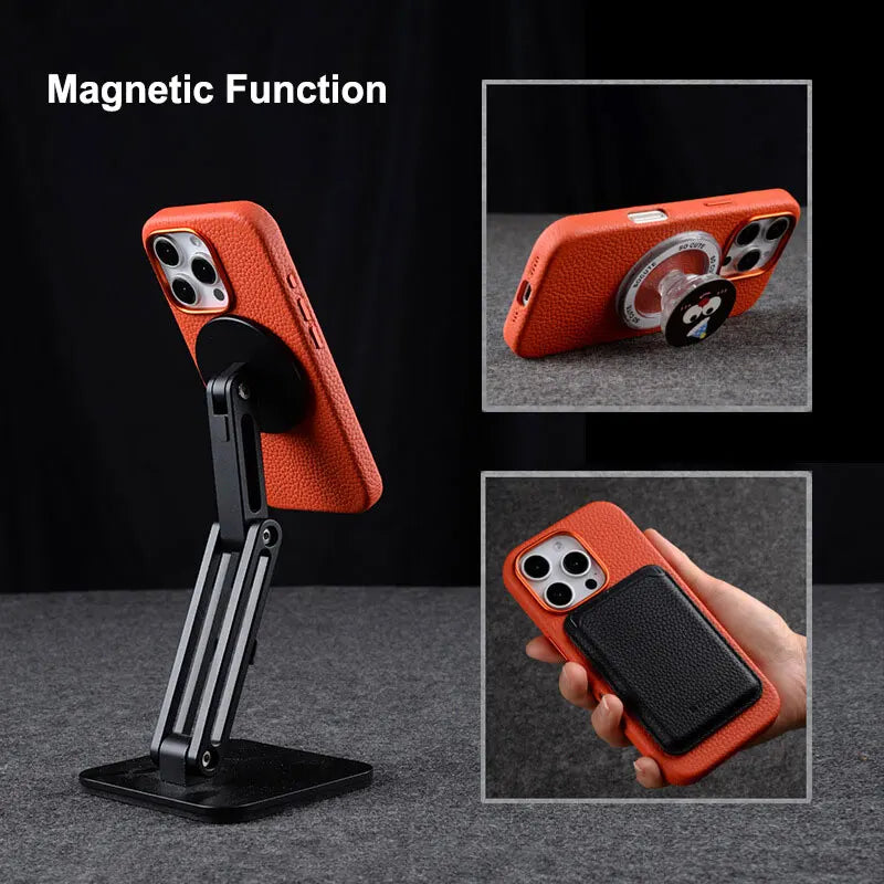 Melkco All-inclusive Genuine Leather Mobile Phone Case for IPhone 16 17 Plus with Magnetic Luxury Mobile Phone Protective Case