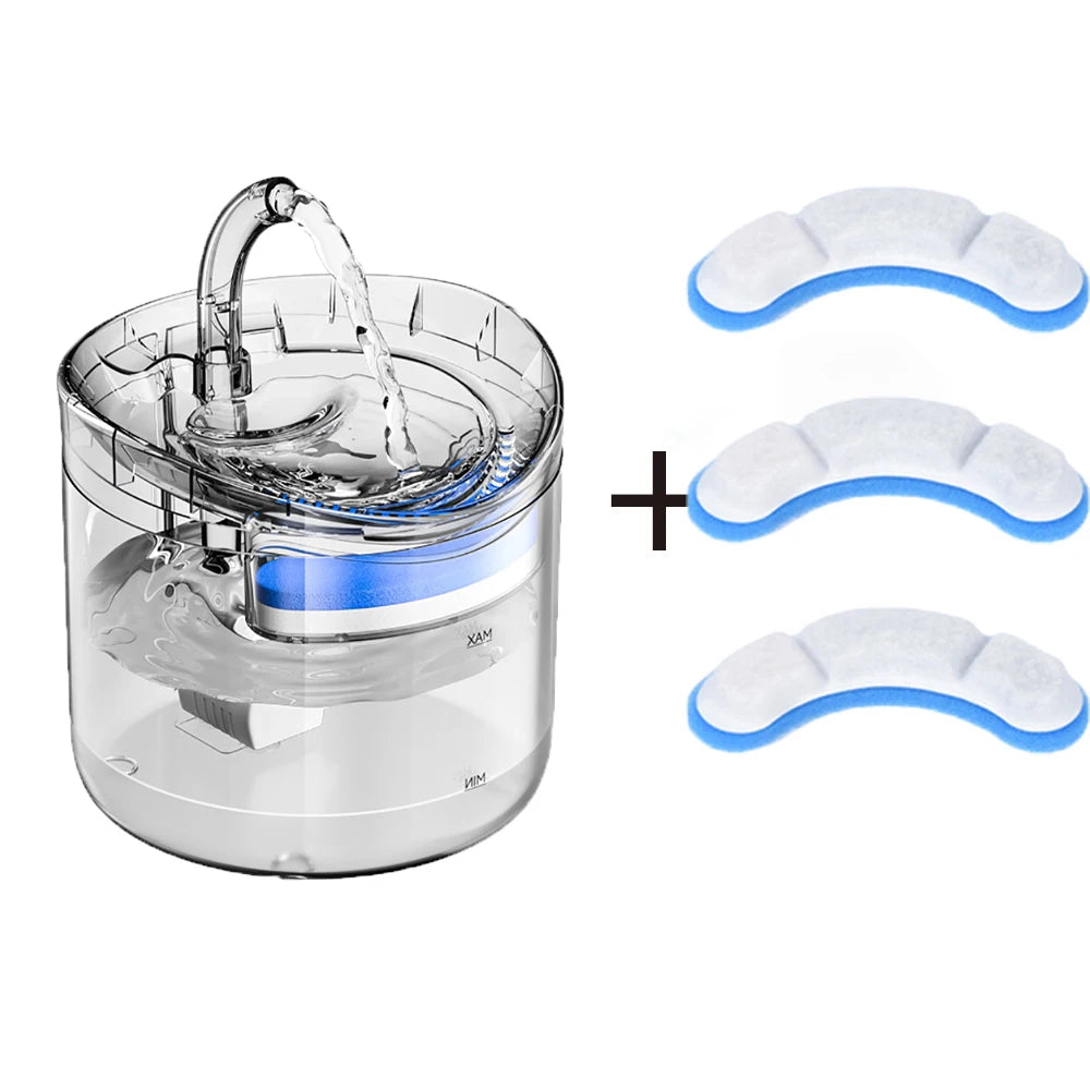 2L Pet Cat and Dog Drinker Activated Carbon Filter USB Powered Automatic Pet Feeder Motion Sensor Bowl Pet Silent Drinking Bowl
