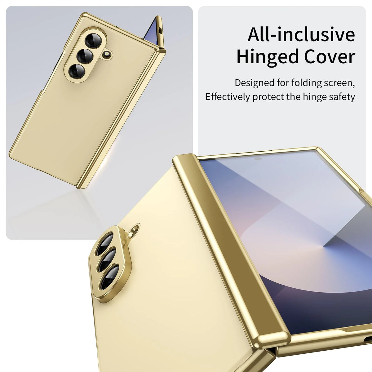 Leather Golden Border AG Matte Phone Case for Samsung Galaxy Z Fold 7 with Steel Film Hinge Protection Cover for Fold 7 6 5 4 3