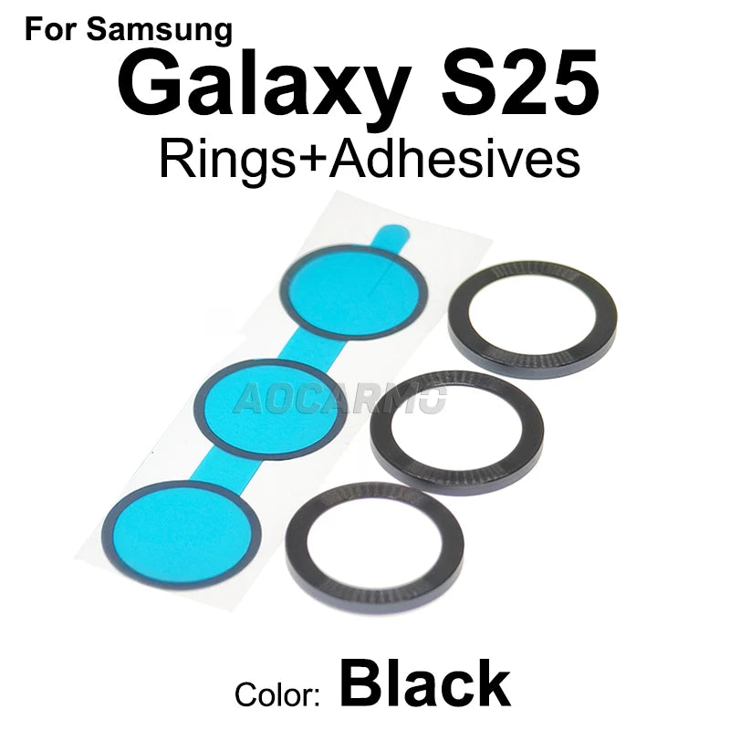 Aocarmo For Samsung Galaxy S25 SM-S9310/S931U/S931B Rear Back Camera Lens Glass Metal Ring Frame With Adhesive Repair Part