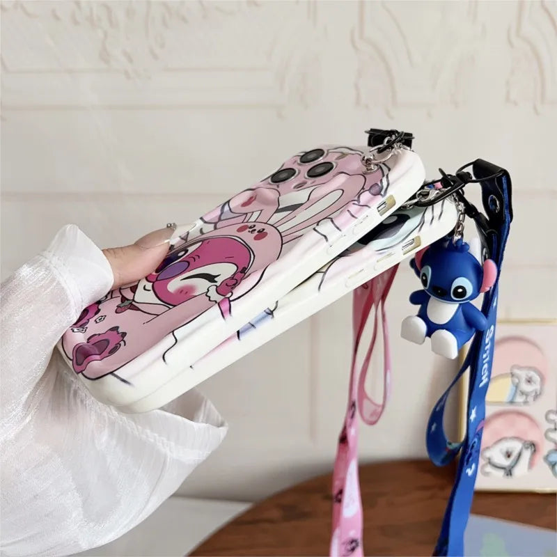 3D cartoon Stitch with lanyard protective cover For Samsung Galaxy S8 S9 S10 Lite S20 S21 S22 S23 S24 S25 FE S26 edge Plus Ultra
